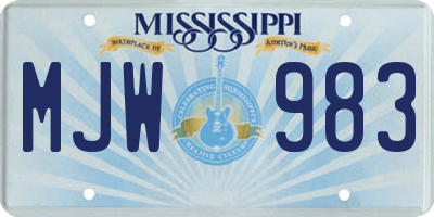MS license plate MJW983