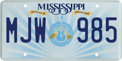 MS license plate MJW985