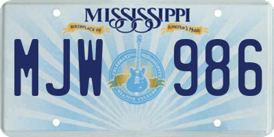 MS license plate MJW986