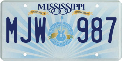 MS license plate MJW987