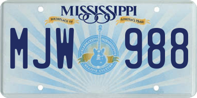MS license plate MJW988
