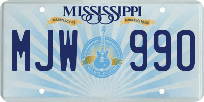 MS license plate MJW990