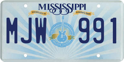 MS license plate MJW991