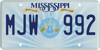 MS license plate MJW992