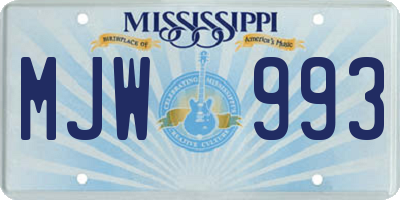 MS license plate MJW993