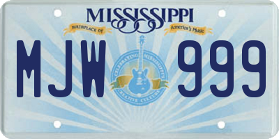 MS license plate MJW999