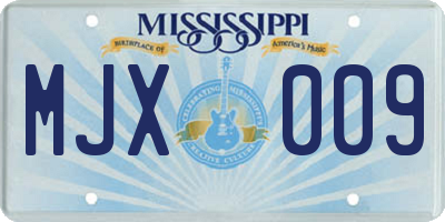 MS license plate MJX009