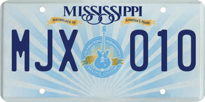 MS license plate MJX010