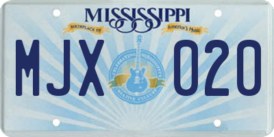 MS license plate MJX020