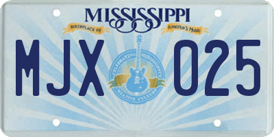 MS license plate MJX025