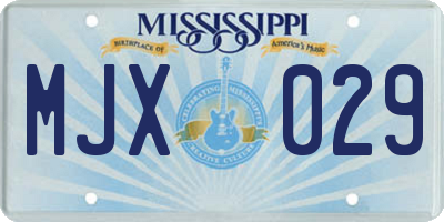 MS license plate MJX029