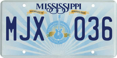 MS license plate MJX036