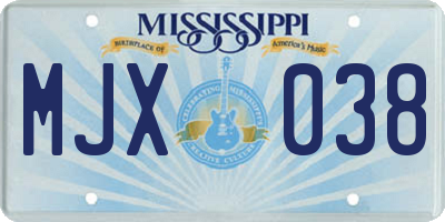 MS license plate MJX038