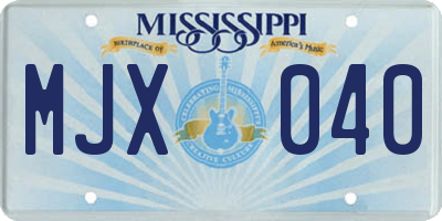 MS license plate MJX040