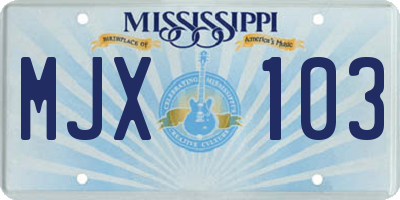 MS license plate MJX103