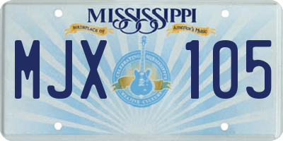 MS license plate MJX105