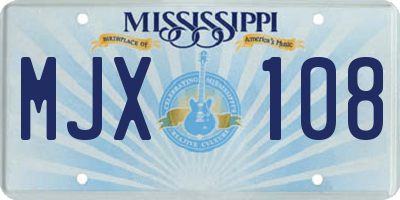 MS license plate MJX108
