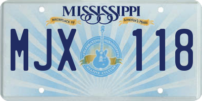 MS license plate MJX118