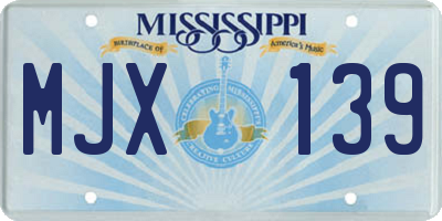 MS license plate MJX139