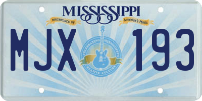 MS license plate MJX193