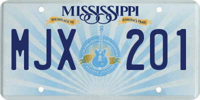 MS license plate MJX201