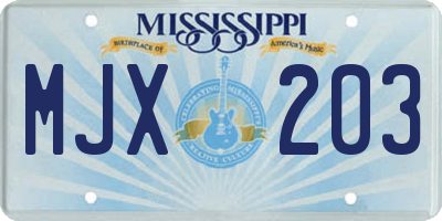MS license plate MJX203