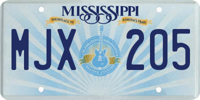 MS license plate MJX205