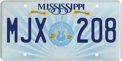 MS license plate MJX208