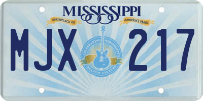 MS license plate MJX217