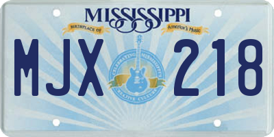 MS license plate MJX218