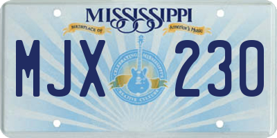 MS license plate MJX230