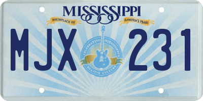 MS license plate MJX231