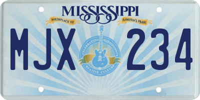 MS license plate MJX234