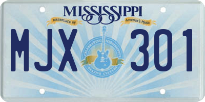 MS license plate MJX301