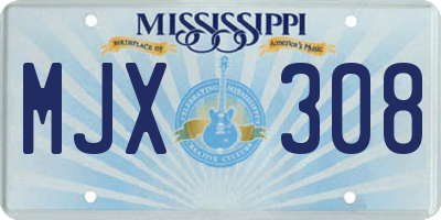MS license plate MJX308