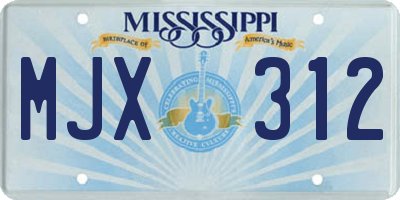 MS license plate MJX312