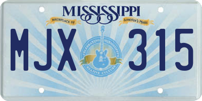 MS license plate MJX315