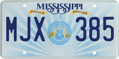 MS license plate MJX385