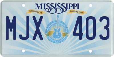 MS license plate MJX403