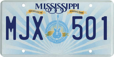 MS license plate MJX501