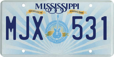 MS license plate MJX531