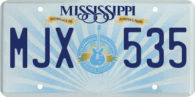 MS license plate MJX535