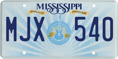 MS license plate MJX540