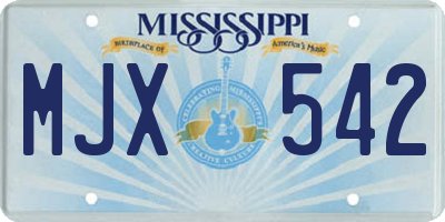 MS license plate MJX542