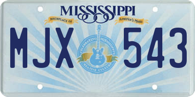 MS license plate MJX543