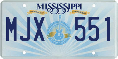 MS license plate MJX551