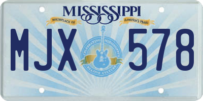 MS license plate MJX578