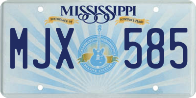 MS license plate MJX585
