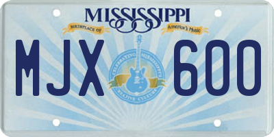 MS license plate MJX600