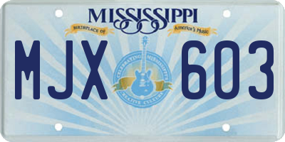 MS license plate MJX603